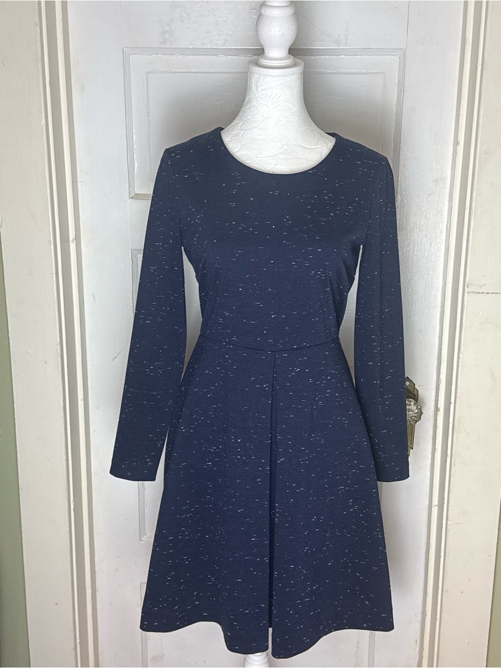 Madewell ‘Gia’ Marled Navy Long Sleeve Ponte Knit Dress NWOT